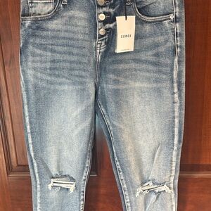 Ceros Women's Distressed Boyfriend Jeans - Light Blue